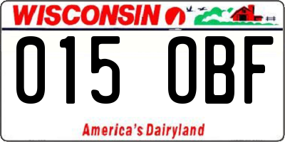 WI license plate 015OBF