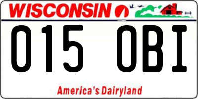 WI license plate 015OBI