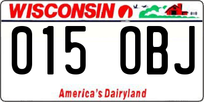WI license plate 015OBJ