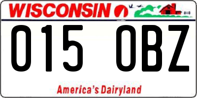 WI license plate 015OBZ