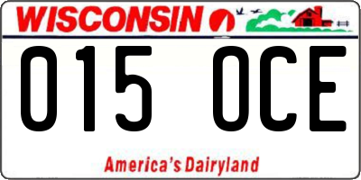 WI license plate 015OCE