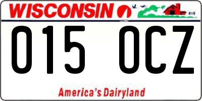 WI license plate 015OCZ