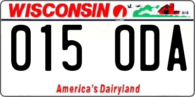 WI license plate 015ODA