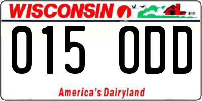 WI license plate 015ODD
