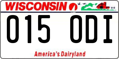 WI license plate 015ODI