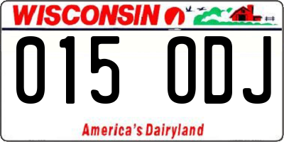 WI license plate 015ODJ