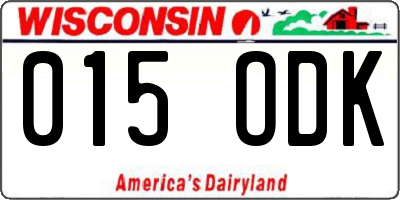 WI license plate 015ODK