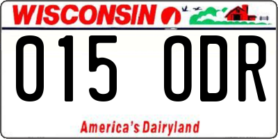 WI license plate 015ODR