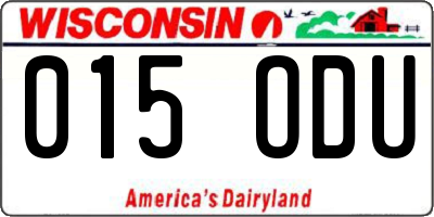 WI license plate 015ODU
