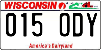 WI license plate 015ODY