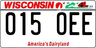 WI license plate 015OEE