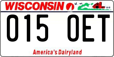 WI license plate 015OET