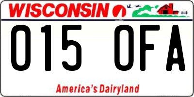 WI license plate 015OFA