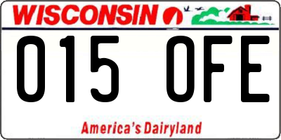 WI license plate 015OFE