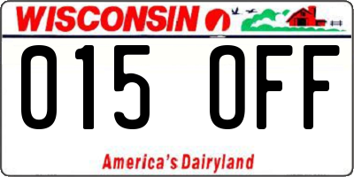 WI license plate 015OFF