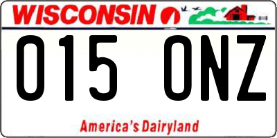 WI license plate 015ONZ