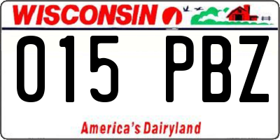 WI license plate 015PBZ