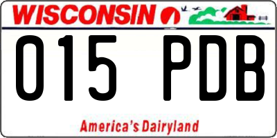 WI license plate 015PDB