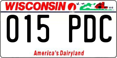 WI license plate 015PDC