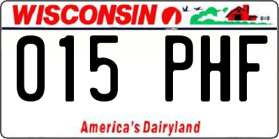 WI license plate 015PHF