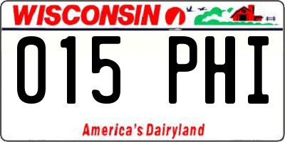 WI license plate 015PHI