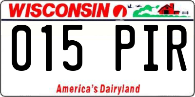 WI license plate 015PIR