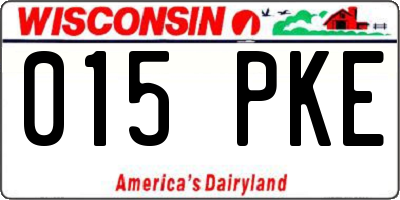 WI license plate 015PKE