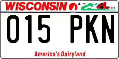 WI license plate 015PKN