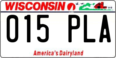 WI license plate 015PLA