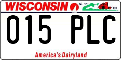 WI license plate 015PLC