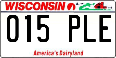 WI license plate 015PLE