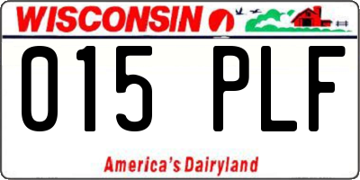 WI license plate 015PLF