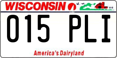 WI license plate 015PLI