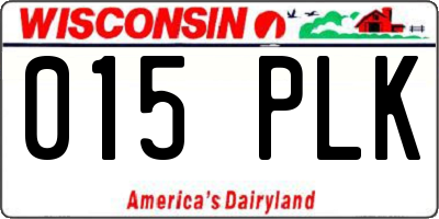 WI license plate 015PLK