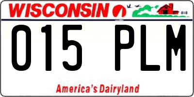 WI license plate 015PLM