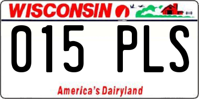 WI license plate 015PLS