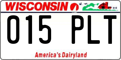 WI license plate 015PLT