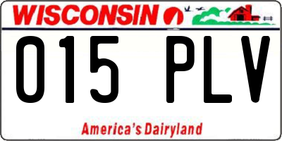 WI license plate 015PLV