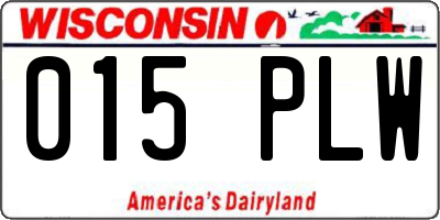 WI license plate 015PLW