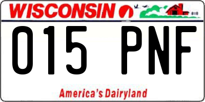WI license plate 015PNF