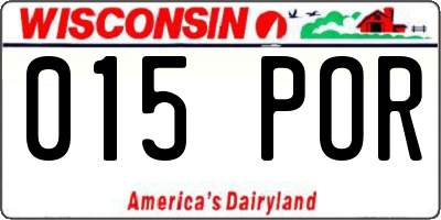 WI license plate 015POR
