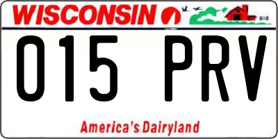 WI license plate 015PRV