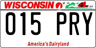 WI license plate 015PRY