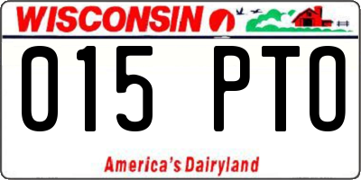 WI license plate 015PTO