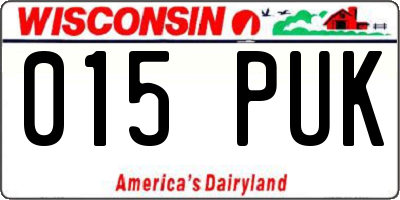 WI license plate 015PUK