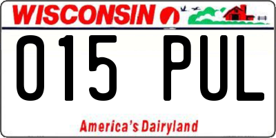 WI license plate 015PUL