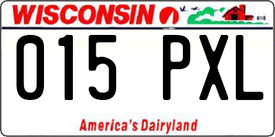 WI license plate 015PXL