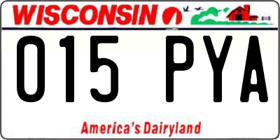 WI license plate 015PYA