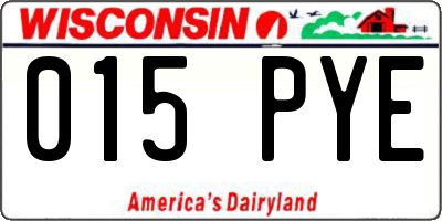WI license plate 015PYE