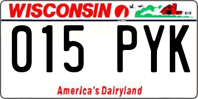 WI license plate 015PYK